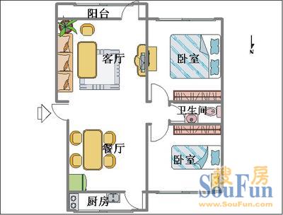 祥龙花园 祥龙花园 2室 户型图 2室2厅1卫1厨 0.00㎡