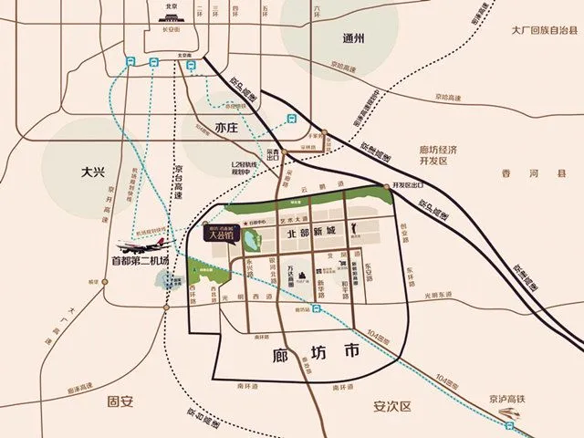 廊坊孔雀城大公馆区域交通