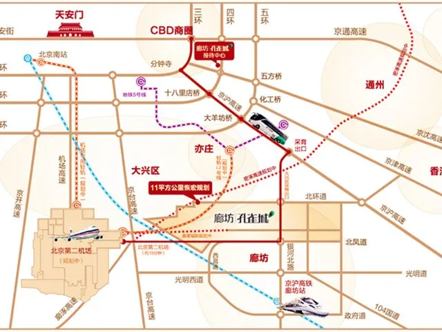 廊坊孔雀城公园海区域交通