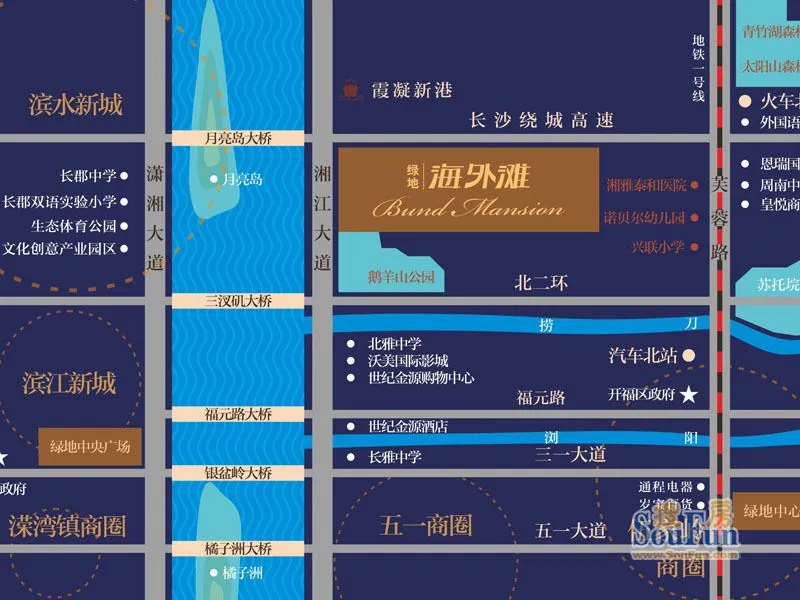 长沙绿地海外滩区域交通介绍