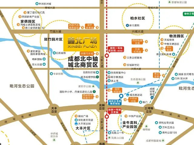 成都鑫北广场区域交通
