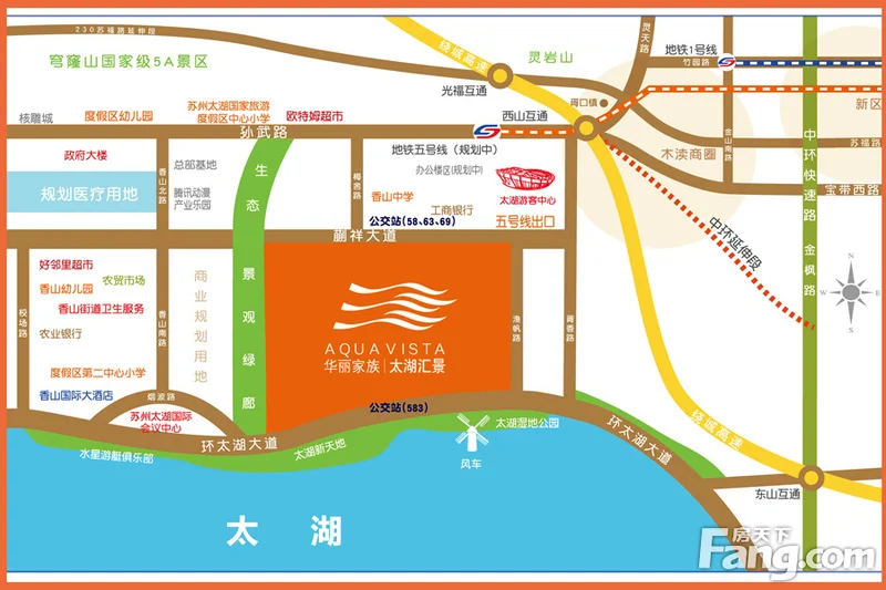 苏州华丽家族太湖汇景区域交通介绍