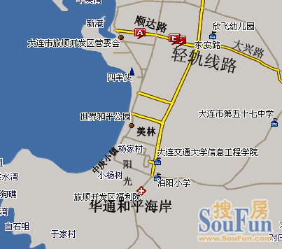 旅顺南路轻轨线路图(开发区部分)