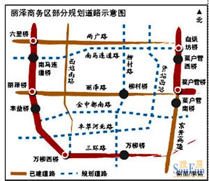 看看北京西站南路南延与万柳西桥在什么地方