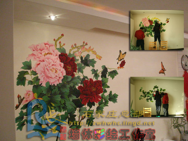 石家庄墙体彩绘墙绘手绘墙画荷花朵朵开以"荷"为贵-石家庄墙体彩绘