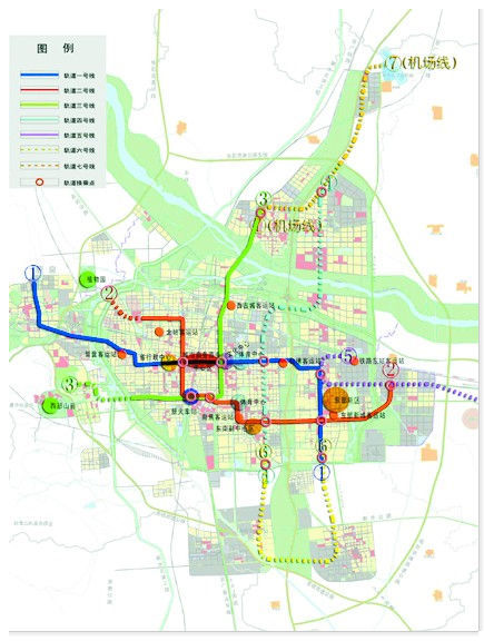 于规划期末形成轨道线网对中心城区适当规模的覆盖,有效发挥轨道运输