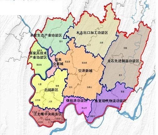 重庆市主城长江以北,嘉陵江以东,包括江北区,渝北区,北碚区三个行政区图片