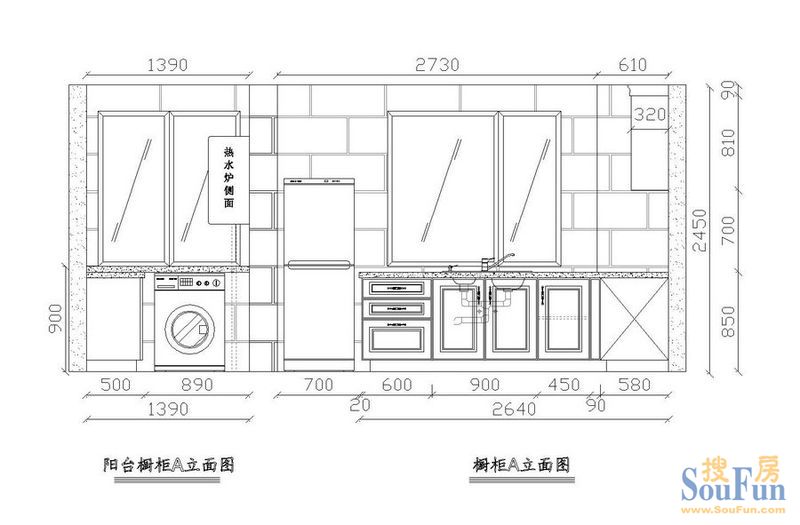 阳台和橱柜的立面图