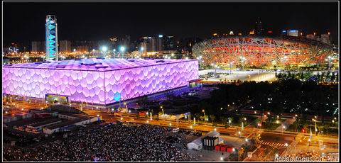 奥运场馆鸟巢夜景图片