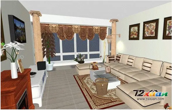 室内客厅装修效果图,终于不再只是黑白了。