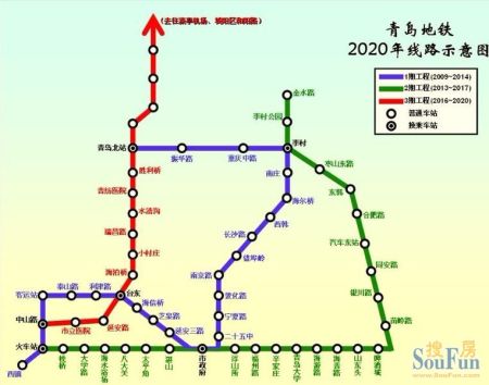 青岛地铁规划图高清,三期有木有?大