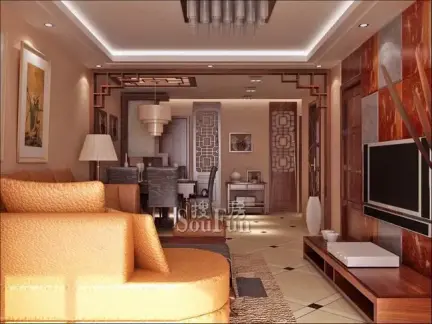 茶楼形象墙装修效果图-搜房网装修效果图